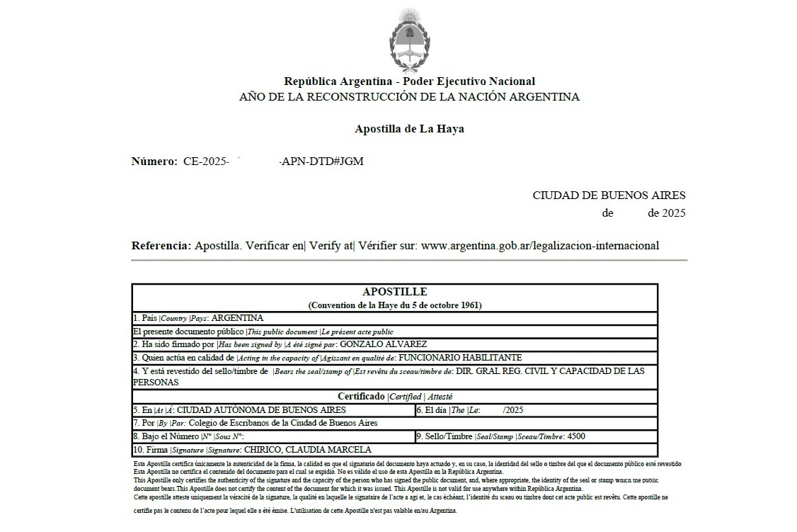 Apostilla y traducción pública